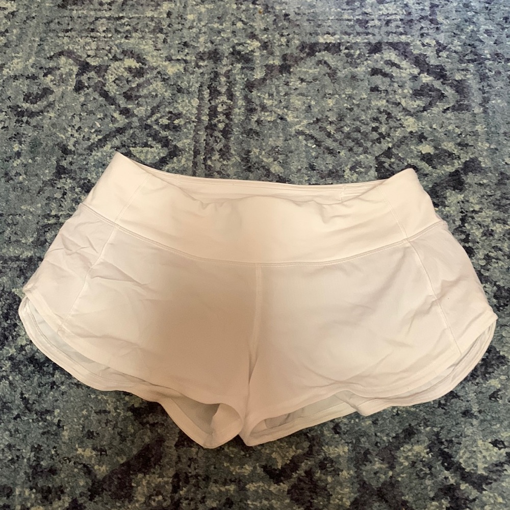 white lululemon speed up shorts!